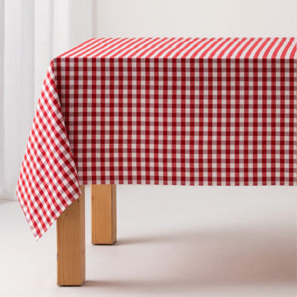 Antifleck-Tischdecke Stoffgefühl Vichy-Karo rot