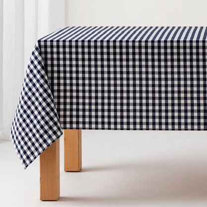 Antifleck-Tischdecke Stoffgefühl Vichy-Karo marine blau